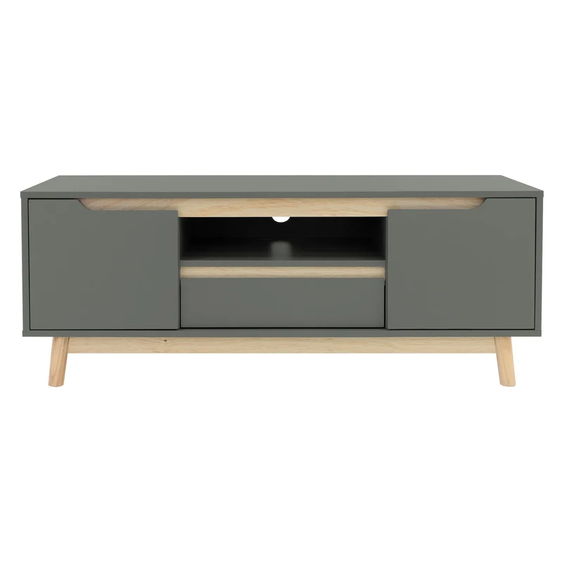 ML-Design | TV Lowboard Fernsehschrank mit 2 Türen, Schublade, Ablage, in mattgrün aus MDF & Kiefernholz, TV-Schrank, Fernsehschrank