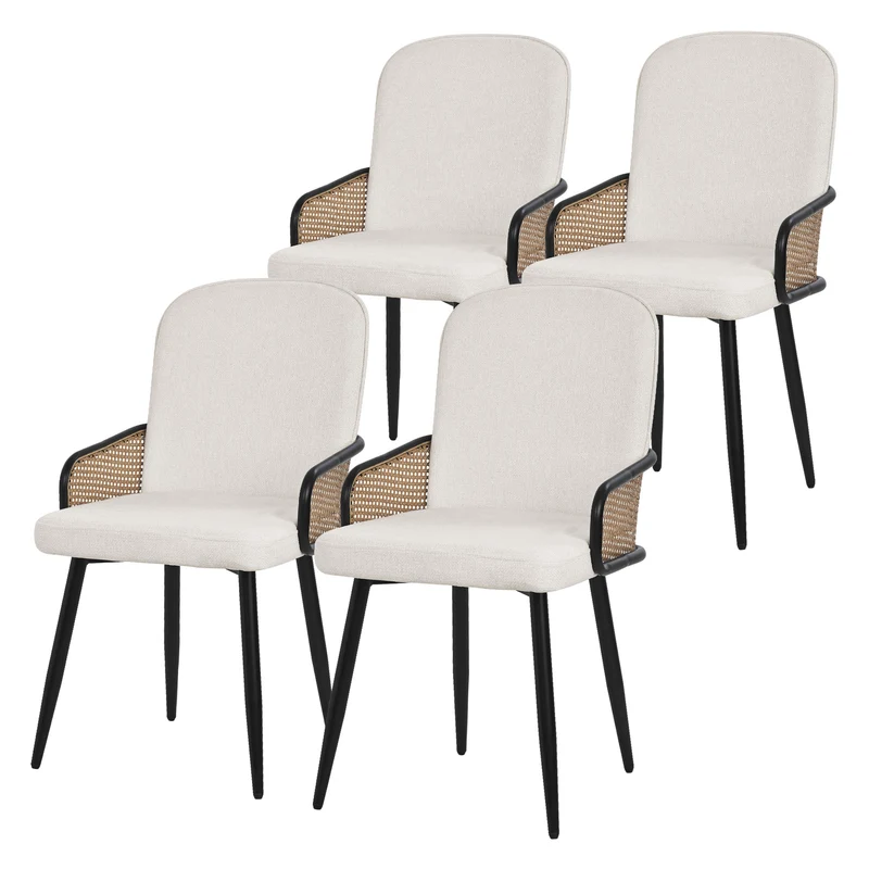 ML-Design | Esszimmerstuhl Set mit Metallbeinen Rücken- & Armlehne 51x91x61 cm, bis 120 kg, Küchenstuhl Wohnzimmerstuhl Polsterstuhl
