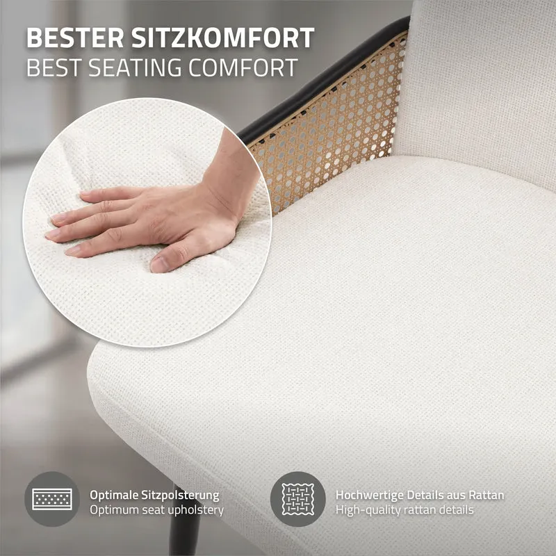 Esszimmerstühle 4er Set Beige mit Arm- & Rückenlehne, Polsterstühle für Esszimmer & Küche ML-Design