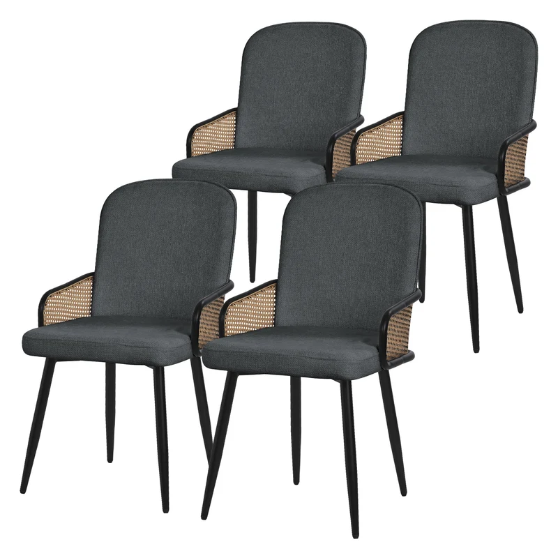 ML-Design | Esszimmerstuhl Set mit Metallbeinen Rücken- & Armlehne 51x91x61 cm, bis 120 kg, Küchenstuhl Wohnzimmerstuhl Polsterstuhl