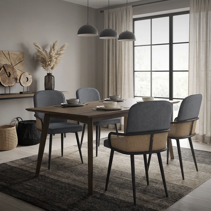 Esszimmerstühle 4er Set Anthrazit mit Arm- & Rückenlehne, Polsterstühle für Esszimmer & Küche ML-Design
