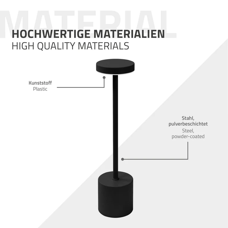 ML-Design | LED Tischlampe kabellos mit Touch, Akku & USB-C, Ø8x34,5cm, Tischleuchte Schreibtischlampe Leselampe LED Lampe