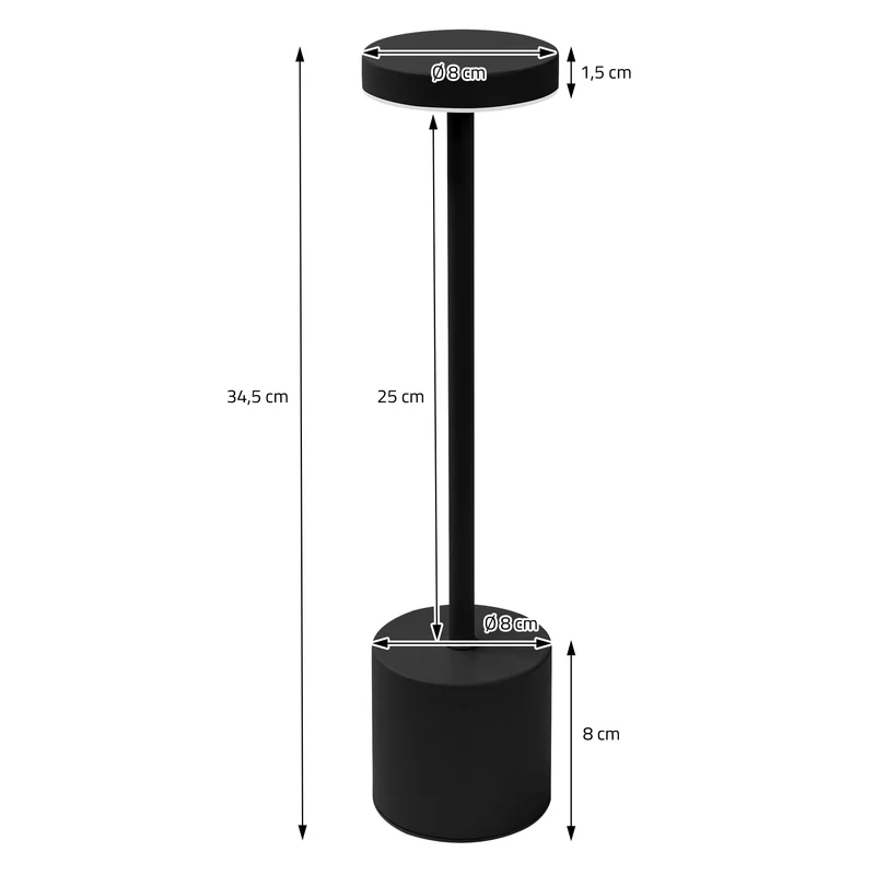 ML-Design | LED Tischlampe kabellos mit Touch, Akku & USB-C, Ø8x34,5cm, Tischleuchte Schreibtischlampe Leselampe LED Lampe