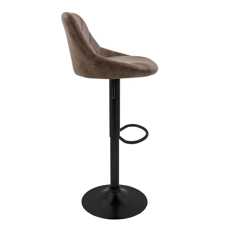 4er Set Barhocker Braun Kunstlederbezug mit Rückenlehne und Fußstütze höhenverstellbar 62-82 cm ML-Design