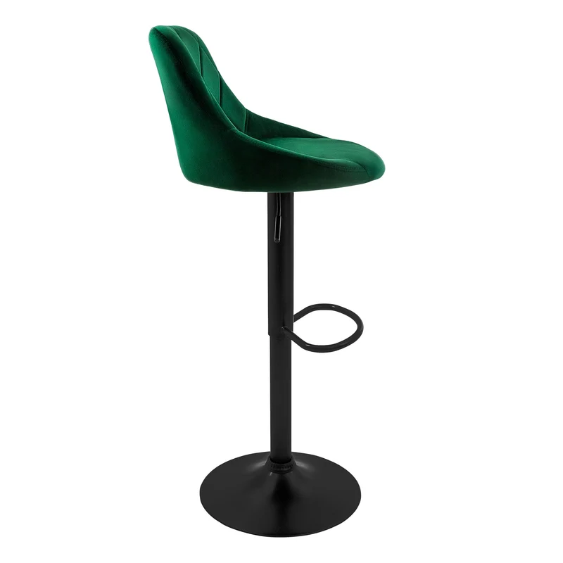 4er Set Barhocker Grün Samtbezug mit Rückenlehne und Fußstütze höhenverstellbar 62-82cm ML-Design