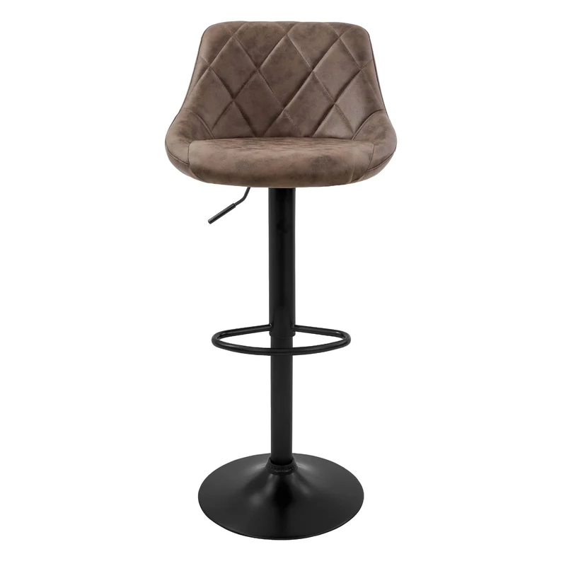 Barhocker 2er Set Braun Kunstlederbezug mit Rückenlehne und Fußstütze höhenverstellbar 62-82 cm ML-Design