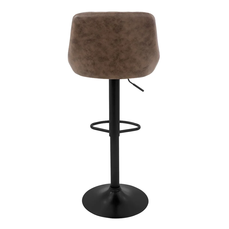 Barhocker 2er Set Braun Kunstlederbezug mit Rückenlehne und Fußstütze höhenverstellbar 62-82 cm ML-Design