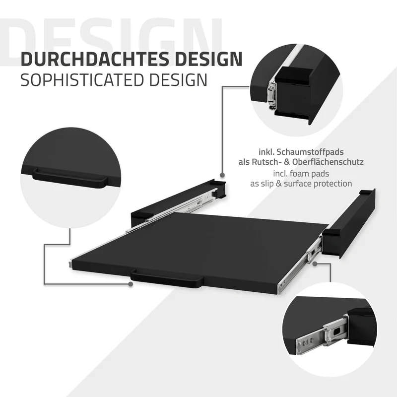 Zwischenbaurahmen für Waschmaschine Verbindungsrahmen mit ausziehbarer Ablage 60x60 cm in Schwarz ML-Design