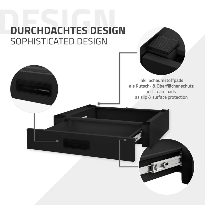 Zwischenbaurahmen für Waschmaschine Verbindungsrahmen mit Schublade 60,5x54 cm in Schwarz ML-Design