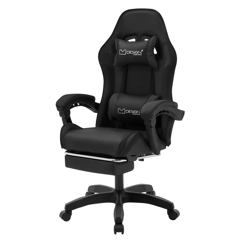 ML-Design | Gaming Stuhl mit Fußstütze, Kopfstütze und Armlehne, 62x109–119x62 cm, aus Kunstleder, Drehstuhl, Bürostuhl