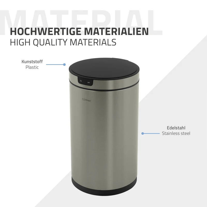 ML-Design | Mülleimer mit Sensor, Automatisches Öffnen & Schließen, 30/40L rund aus Edelstahl, Abfalleimer für Küche und Büro