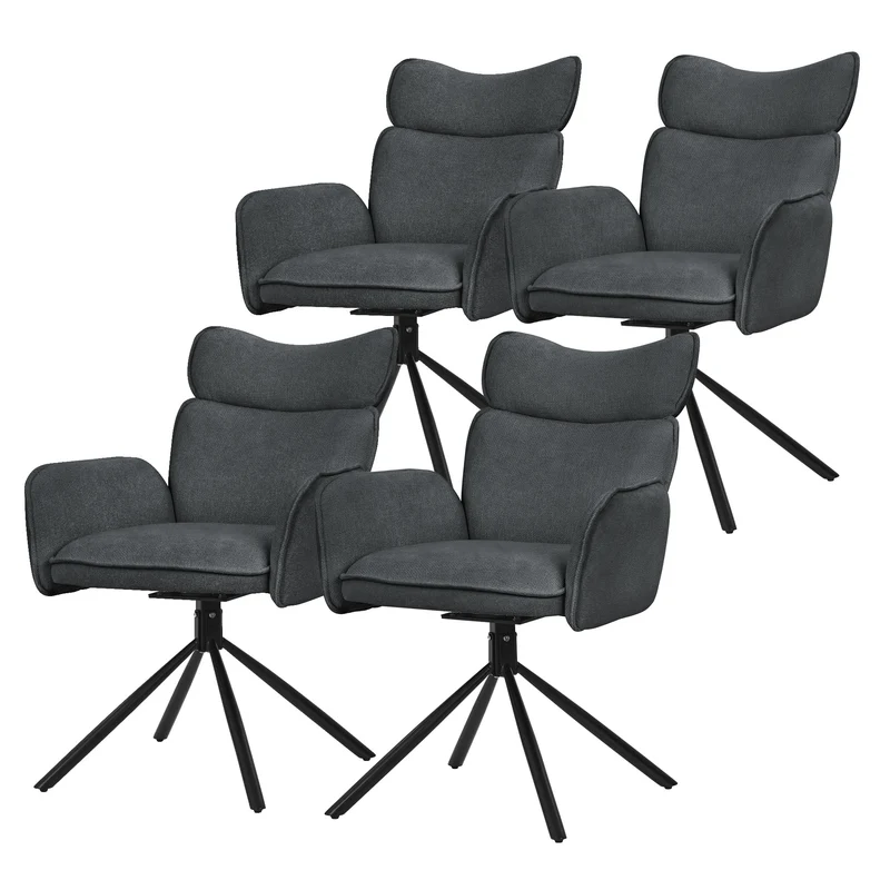 Esszimmerstuhl 4er Set drehbar Anthrazit mit Rücken- und Armlehne bis 120 kg ML-Design