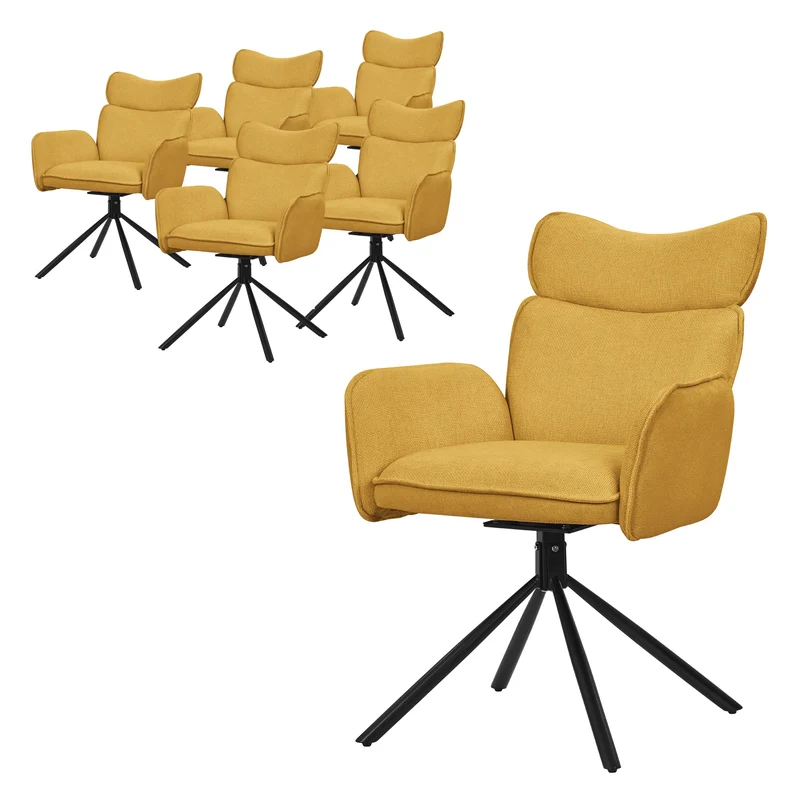ML-Design | Esszimmerstuhl Set mit Metallbeinen Rücken- & Armlehne 63x68x89 cm, bis 120 kg, Küchenstuhl Wohnzimmerstuhl Polsterstuhl
