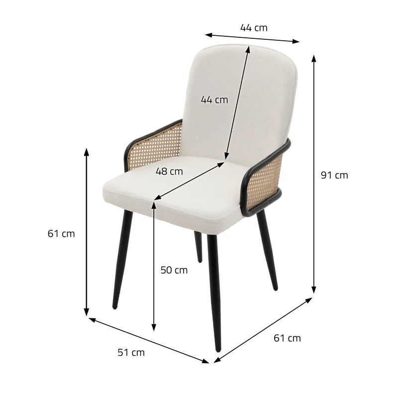 ML-Design | Esszimmerstuhl Set mit Metallbeinen Rücken- & Armlehne 51x91x61 cm, bis 120 kg, Küchenstuhl Wohnzimmerstuhl Polsterstuhl