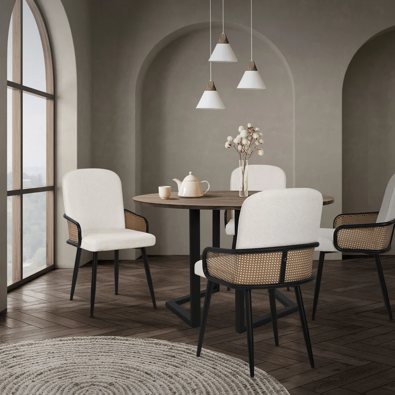 ML-Design | Esszimmerstuhl Set mit Metallbeinen Rücken- & Armlehne 51x91x61 cm, bis 120 kg, Küchenstuhl Wohnzimmerstuhl Polsterstuhl