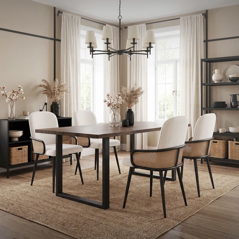 ML-Design | Esszimmerstuhl Set mit Metallbeinen Rücken- & Armlehne 51x91x61 cm, bis 120 kg, Küchenstuhl Wohnzimmerstuhl Polsterstuhl