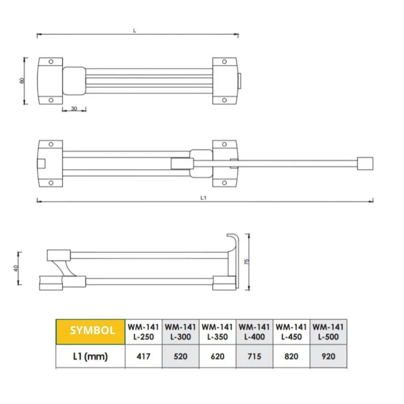 Versenkbarer Kleiderbügel 250mm - Chrom