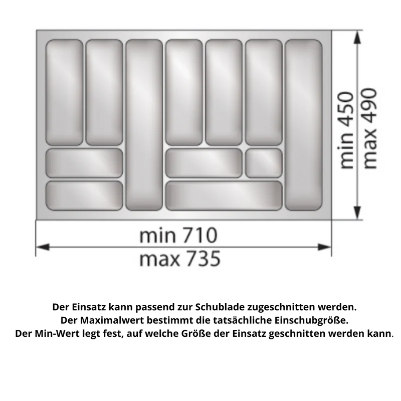Besteckeinsatz für Schublade, Korpusbreite: 800mm, Tiefe: 490mm - Weiß