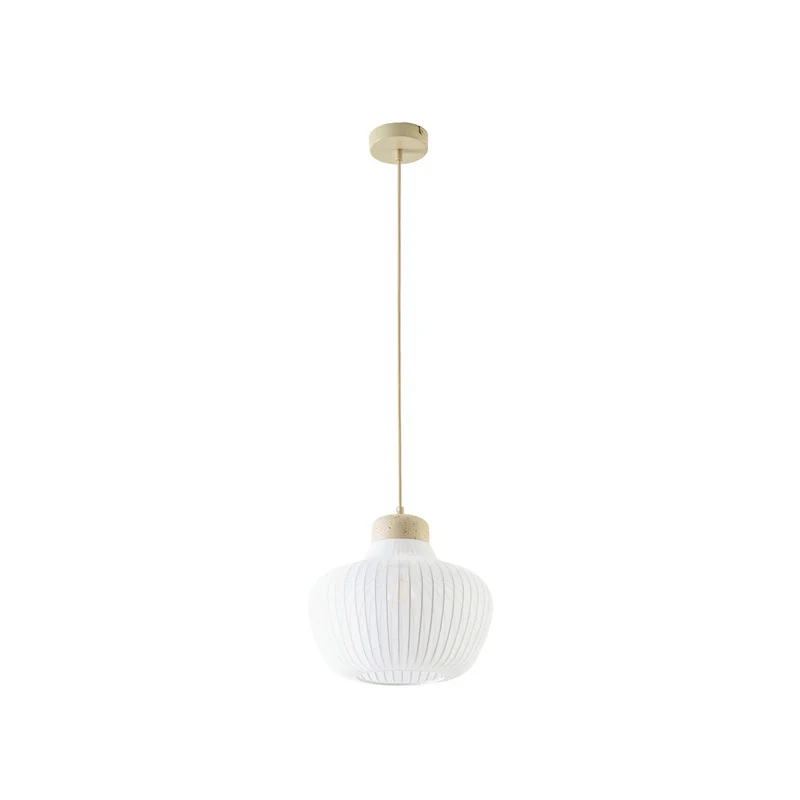 B-Ware Lucande Hängeleuchte Eloise LED Pendelleuchte Lampe Textil E27 weiß Ø30cm