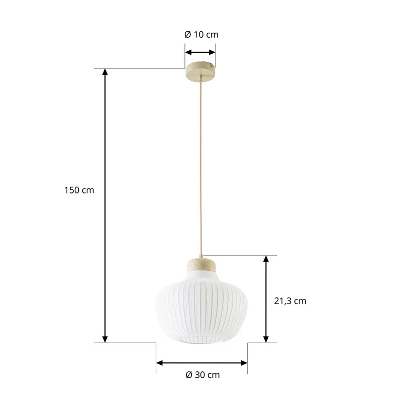 B-Ware Lucande Hängeleuchte Eloise LED Pendelleuchte Lampe Textil E27 weiß Ø30cm