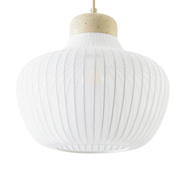 B-Ware Lucande Hängeleuchte Eloise LED Pendelleuchte Lampe Textil E27 weiß Ø30cm