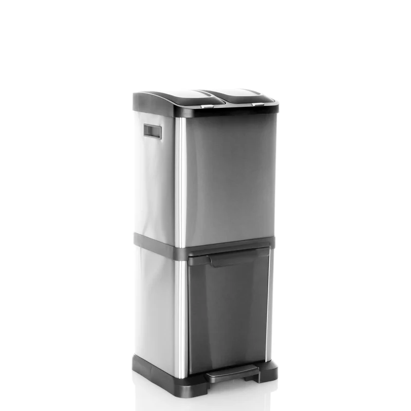C-Ware hjh OFFICE Abfallsammler Mülltrennsystem CLEAN VII Mülleimer 32L Stahl silber