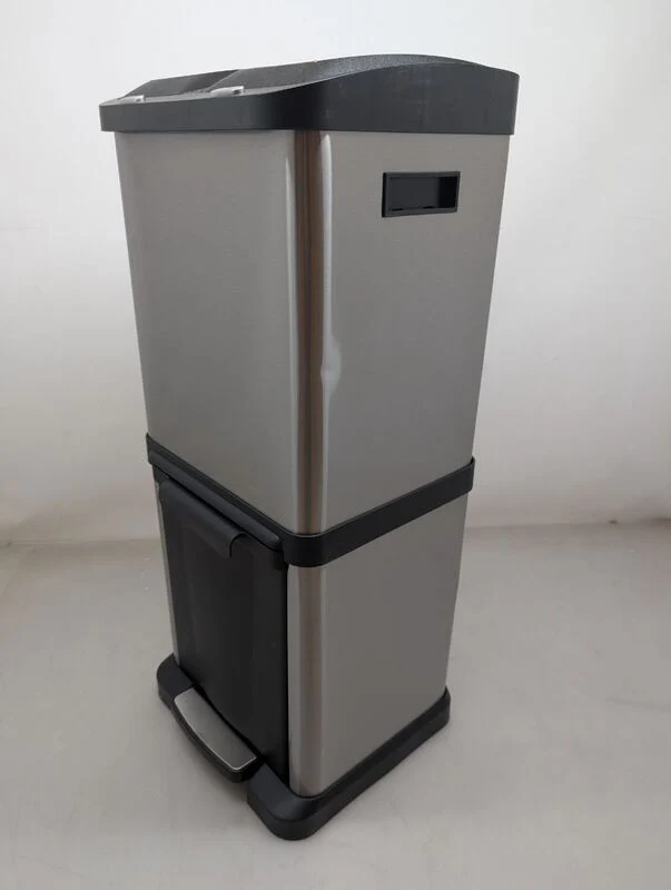 C-Ware hjh OFFICE Abfallsammler Mülltrennsystem CLEAN VII Mülleimer 32L Stahl silber