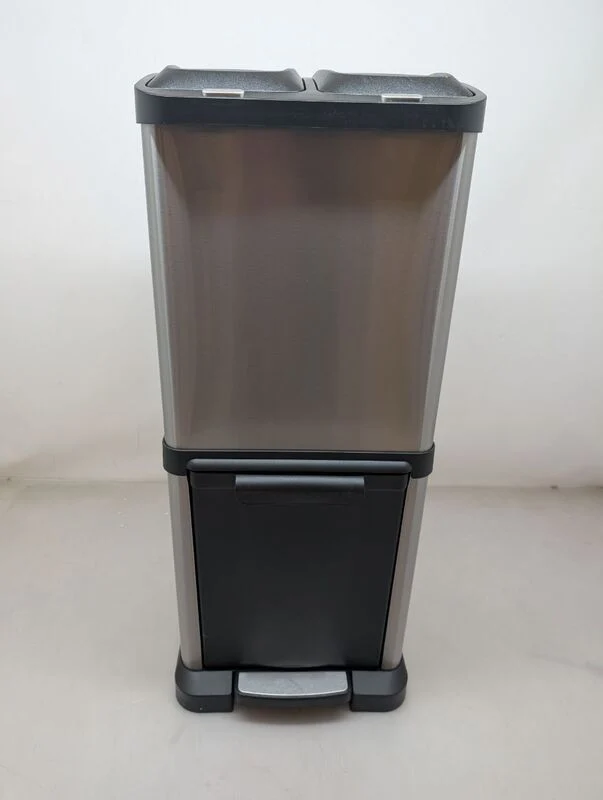 C-Ware hjh OFFICE Abfallsammler Mülltrennsystem CLEAN VII Mülleimer 32L Stahl silber