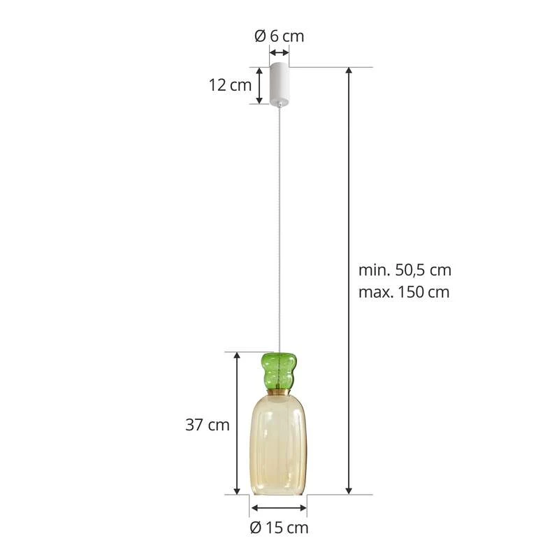 B-Ware Lucande Hängeleuchte Pendelleuchte Fay LED Lampe Hängelampe gelb grün 37cm