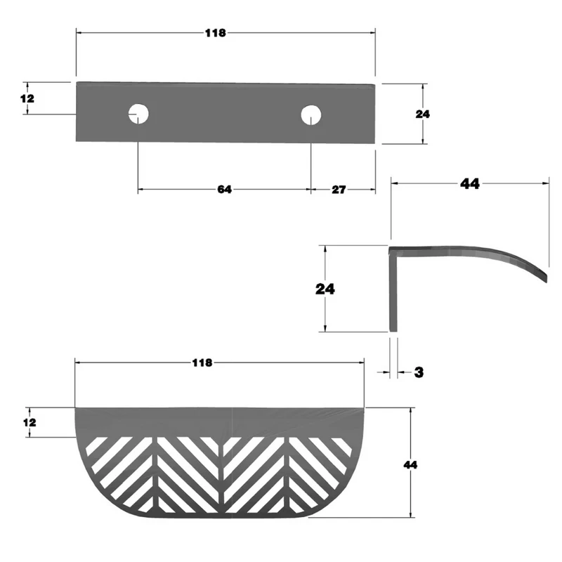 LEAF Edge Pull Möbelgriff 64mm (118mm Gesamtlänge) - Perlmutt Silber