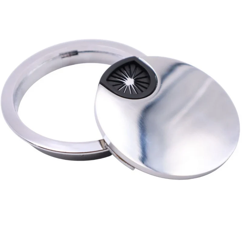 Metall-Kabeldurchführung mit Gummiloch - Chrom Ø80mm