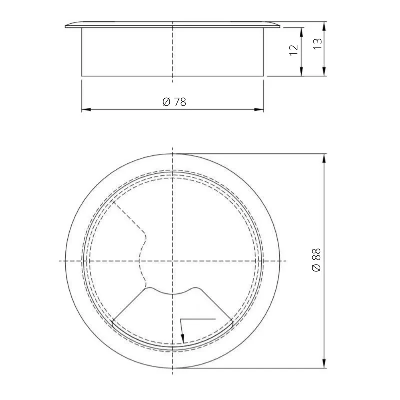 Metall Kabeldurchführung 80mm - Schwarz