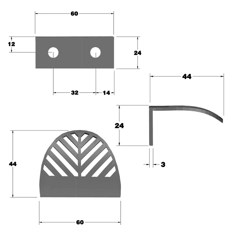 LEAF Edge Pull Möbelgriff 32mm (60mm Gesamtlänge) - Perlmutt Silber
