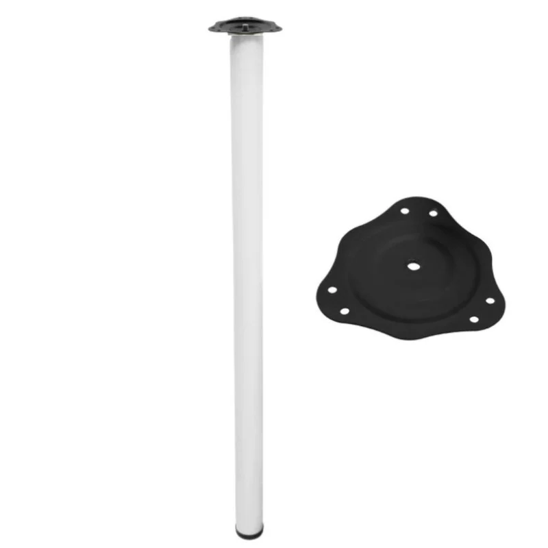 Tischbein 82 cm hoch - Stahl Montageplatte - Weiß