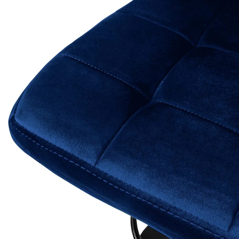 Barhocker 2er Set Blau Samtbezug mit Rückenlehne und Fußstütze höhenverstellbar 63-83cm ML-Design