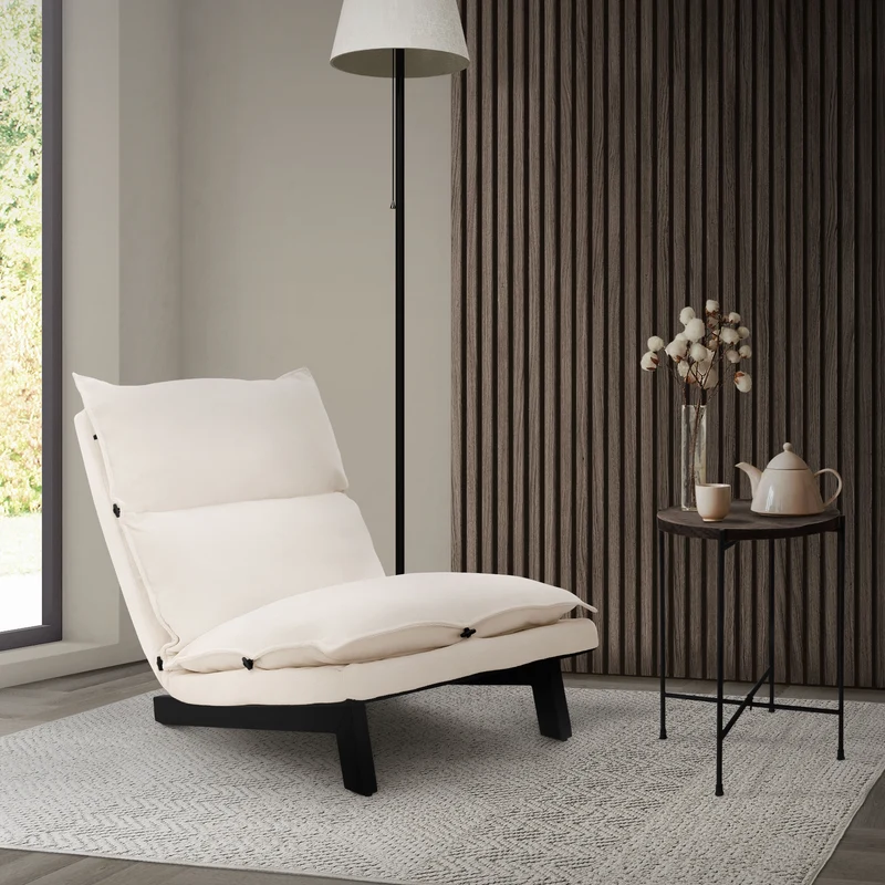 ML-Design | Bodenstuhl gepolstert mit verstellbarer Rückenlehne und robustes Stahlgestell, 73x59x73,5 cm, Leinenbezug Bodensessel