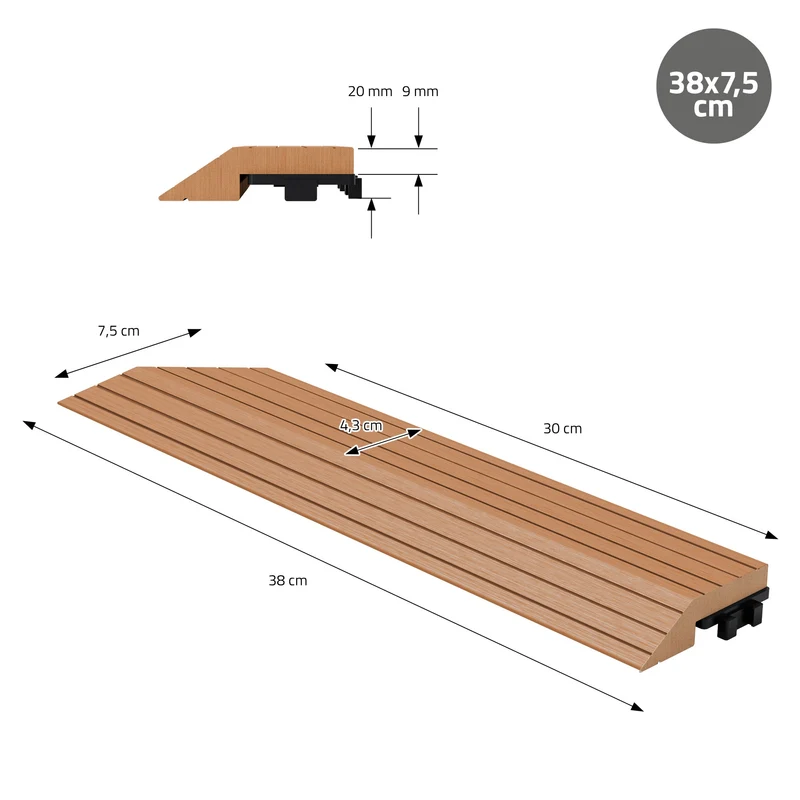 ML-Design | WPC Abschlussleiste mit Klicksystem & Drainage für WPC Bodenfliese, Ecke / Gerade