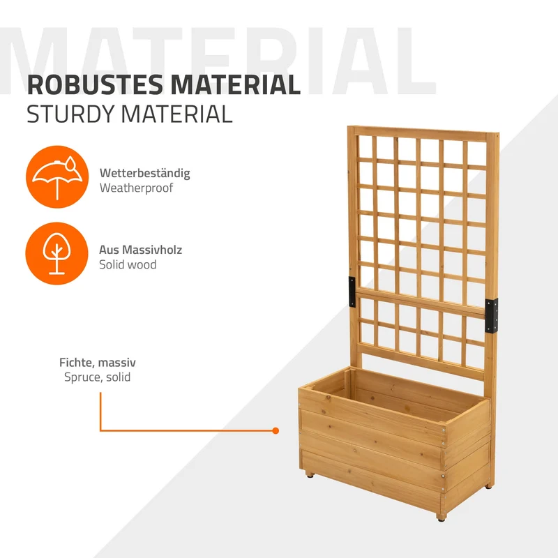 ML-Design | Pflanzkasten mit Rankgitter aus Holz Braun Pflanzkübel Blumenkübel mit Spalier
