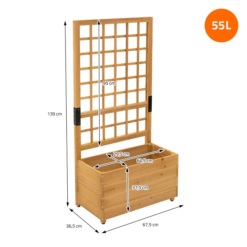 ML-Design | Pflanzkasten mit Rankgitter aus Holz Braun Pflanzkübel Blumenkübel mit Spalier