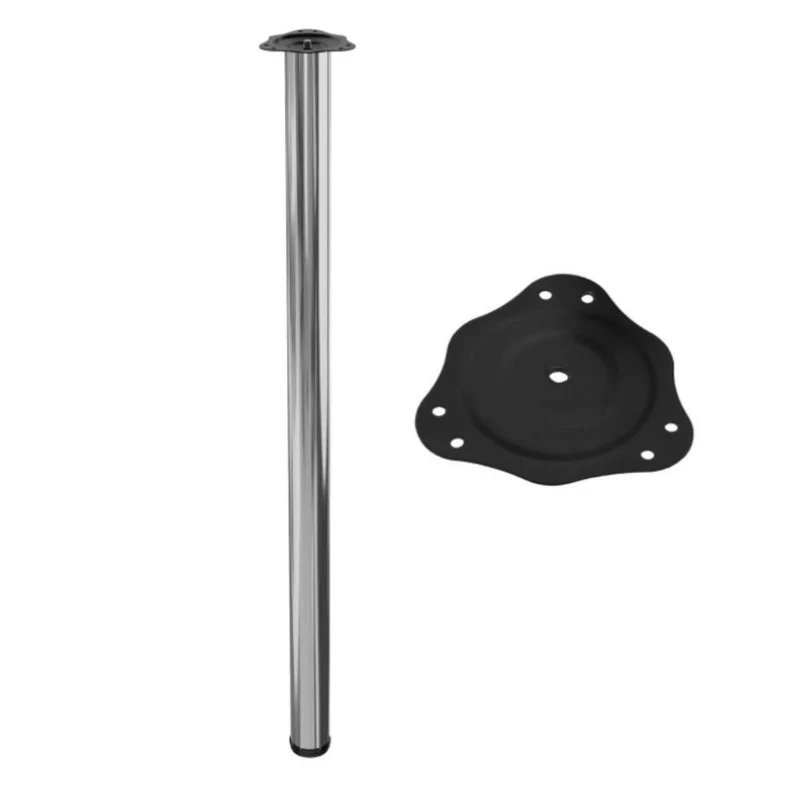 Tischbein 110 cm hoch - Stahl montageplatte - Chrom