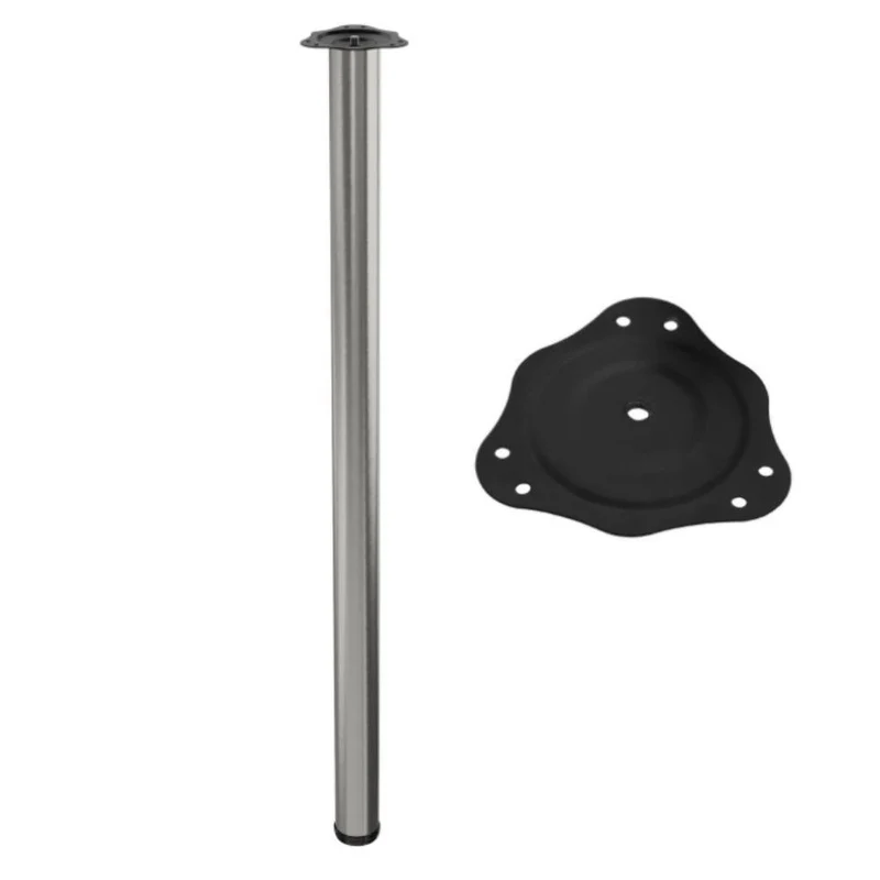 Tischbein 110 cm hoch - Stahl montageplatte - Gebürsteter Edelstahl