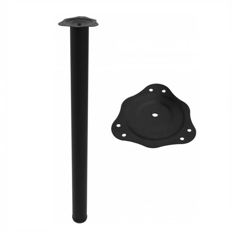 Tischbein 82 cm hoch - Stahl Montageplatte - Schwarz
