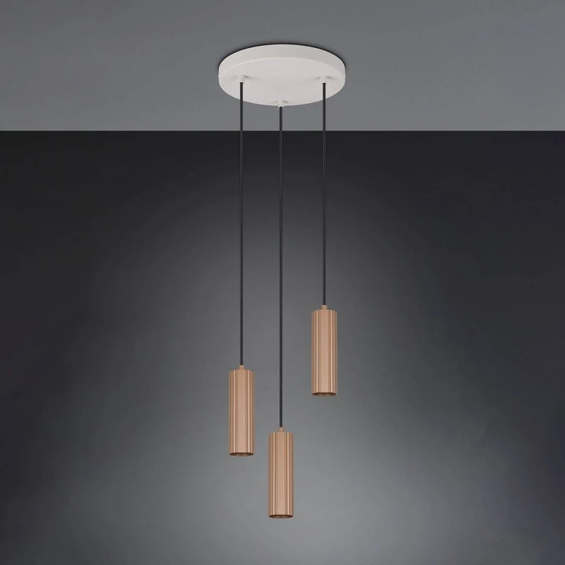 B-Ware TRIO Pendelleuchte Hängeleuchte Soka GU10 3-flammig LED Lampe Metall coffee 28cm