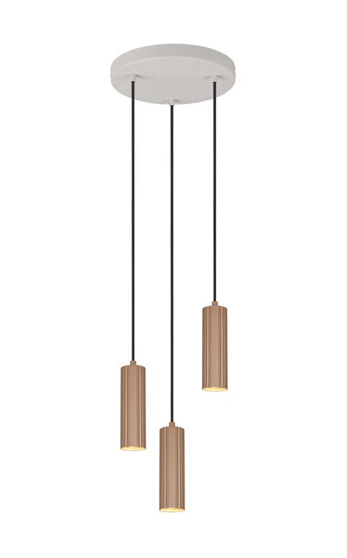 B-Ware TRIO Pendelleuchte Hängeleuchte Soka GU10 3-flammig LED Lampe Metall coffee 28cm
