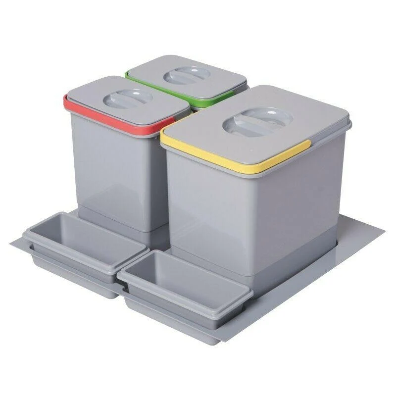 Mülleimer Küche Ausziehbar - 60cm - 3 Fach (15L+ 2x7L)
