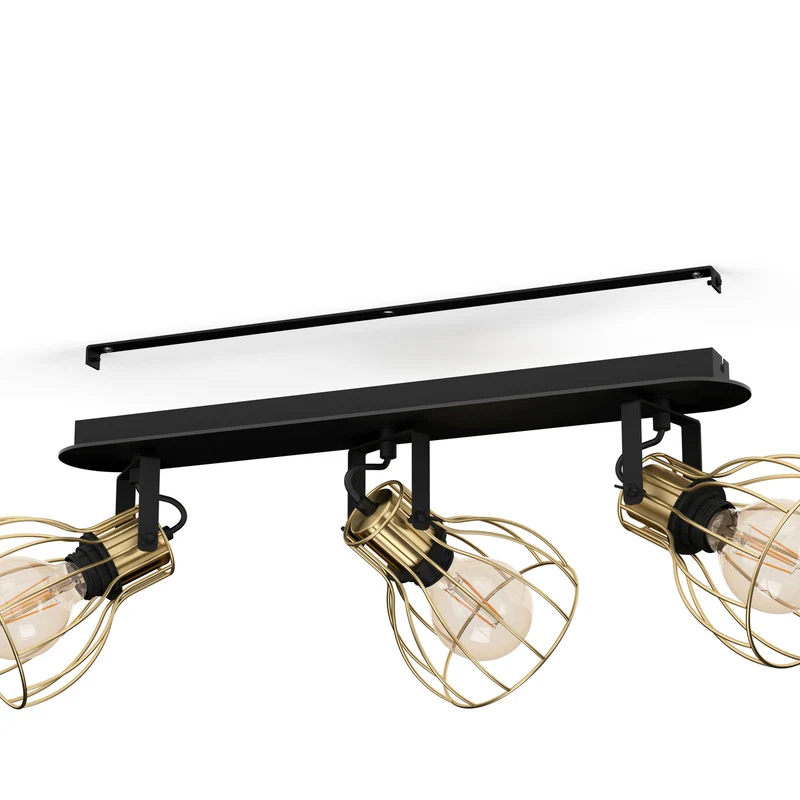 B-Ware EGLO Deckenlampe 3-flammig Sambatello LED Lampe dimmbar schwarz/gold 70x15cm