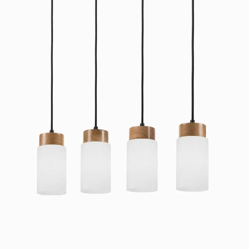 B-Ware Hängeleuchte Markus LED Pendelleuchte Lampe dimmbar E27 weiß eiche 80cm 4-flg