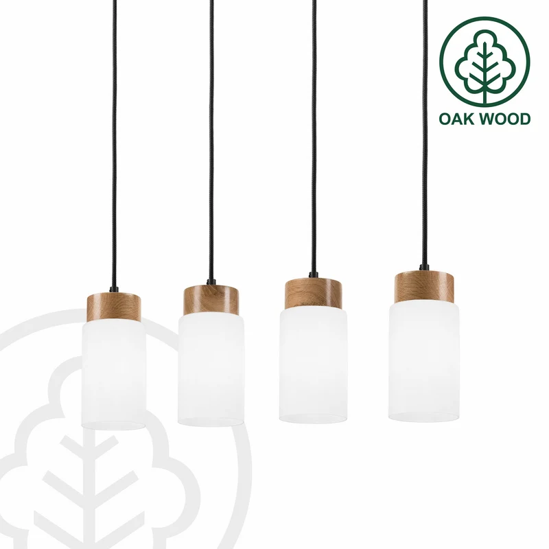 B-Ware Hängeleuchte Markus LED Pendelleuchte Lampe dimmbar E27 weiß eiche 80cm 4-flg