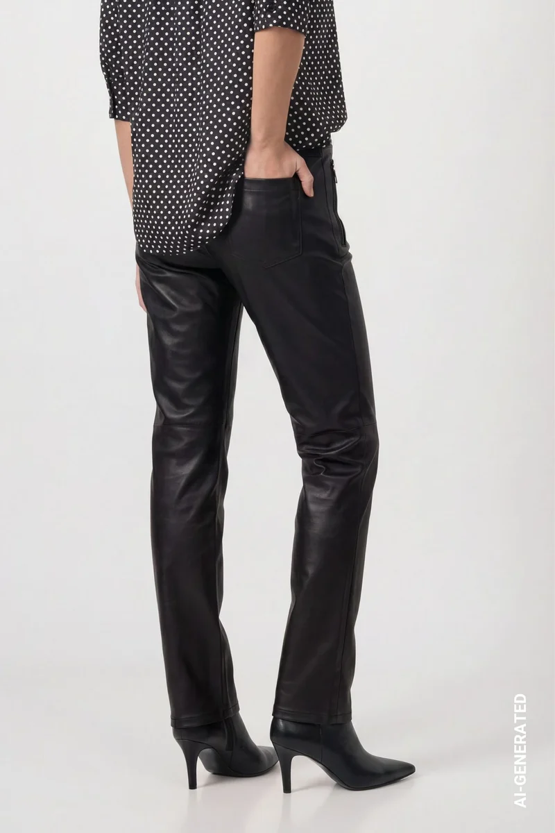 Straight Leg Hose mit Lederoptik