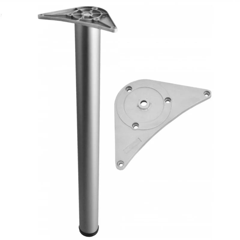 Tischbein 82 cm hoch - ZnAl Montageplatte - Aluminium